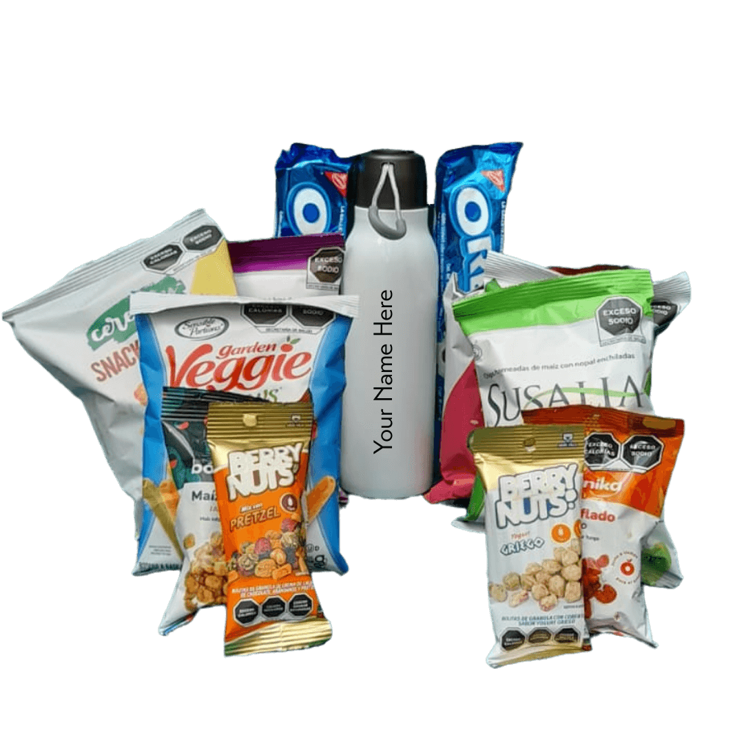 Termo de acero inoxidable con correa y snacks incluidos - Capacidad de 500 ml