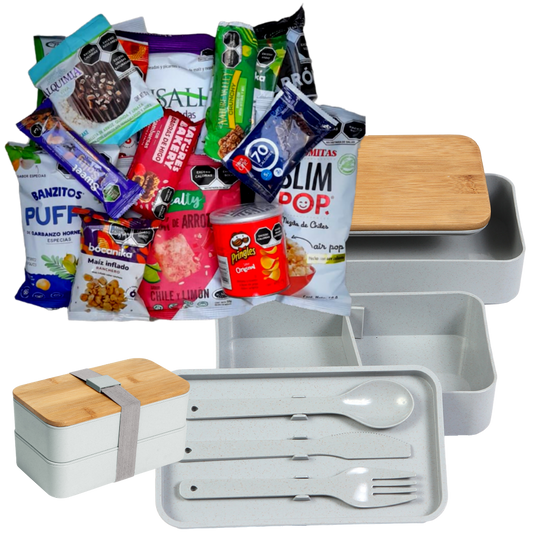 Delicias sobre la Marcha: Caja de regalo para Empleados con Snacks y Contenedor Ecológico
