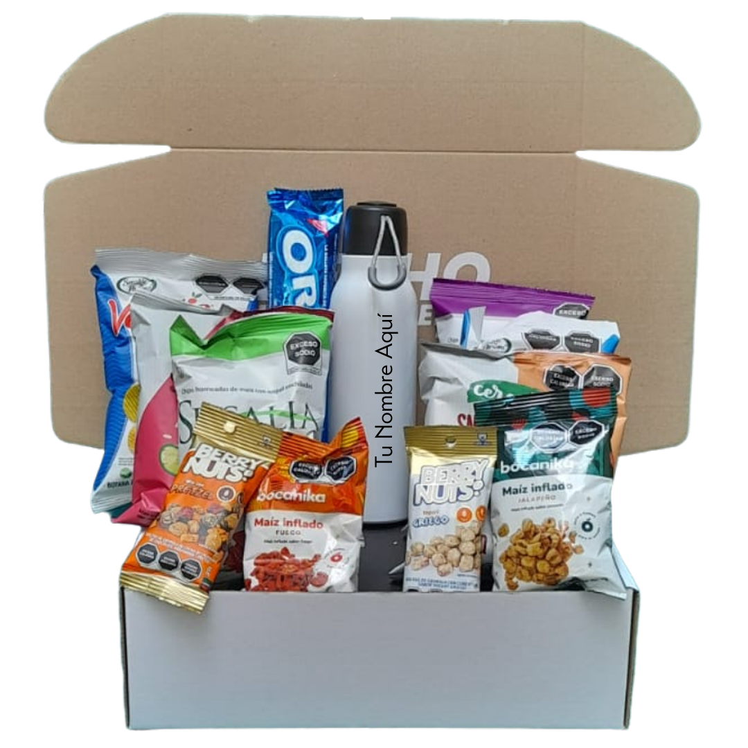 Termo de acero inoxidable con correa y snacks incluidos - Capacidad de 500 ml